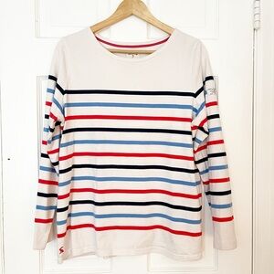 Joules Harbour Red and Blue Striped Long Sleeve Shirt Womens Size 14 X-Large
